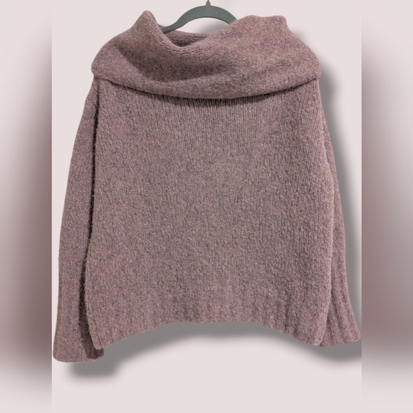 Vince Pink Melange Romantic Off-The-Shoulder Alpaca Wool Blend Sweater Winter - Picture 3 of 11